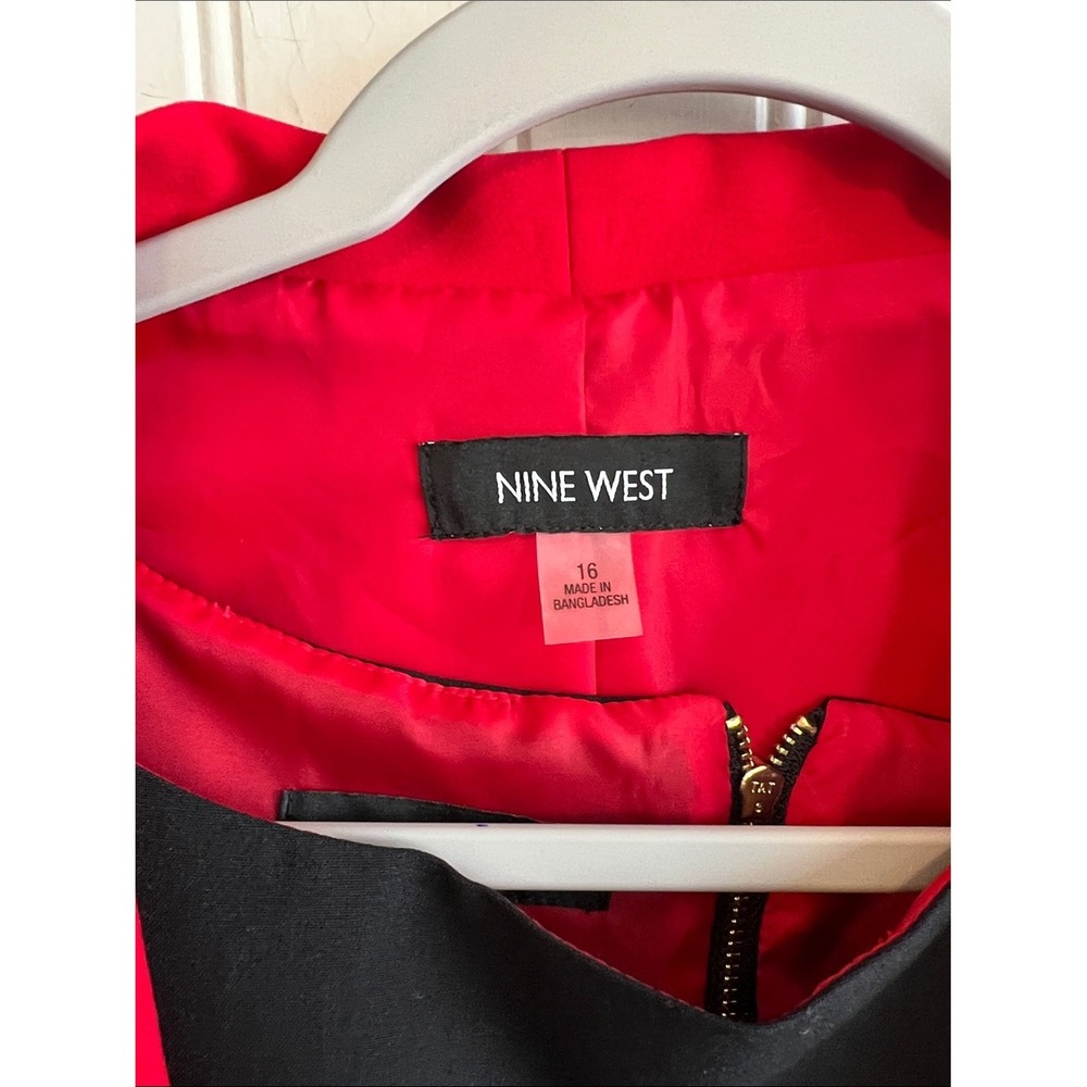 Nine West Red Black corpgore officewear Skirt Suit Set Blazer Dress Size 16 NWT - Picture 4 of 13